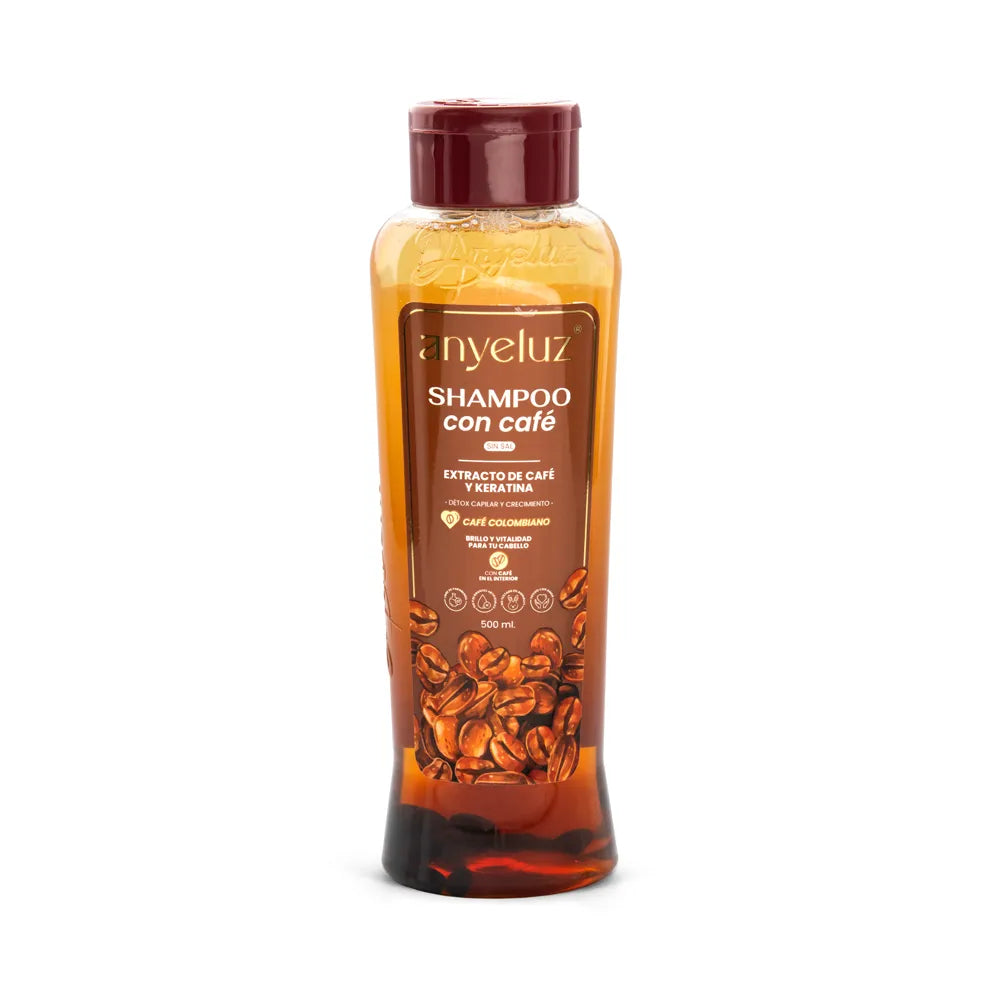 Shampoo con Café Anyeluz 500 ml – Fortalece, activa el crecimiento y energiza tu cabello